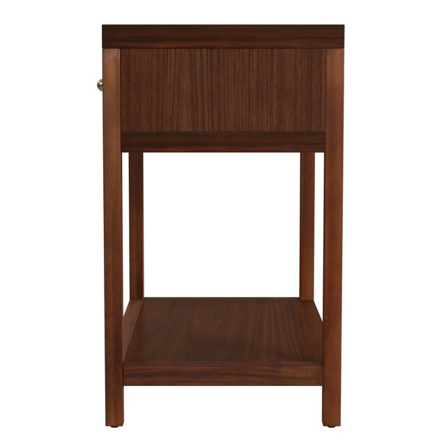 2020s Nora 30 in. W Rectangular Wood 1 Drawer Wide Nightstand with Lower Open Shelf, Walnut For Sale - Image 5 of 8