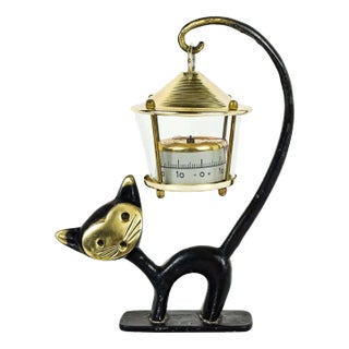Cat Figurine with Thermometer by Walter Bosse, 1950s For Sale