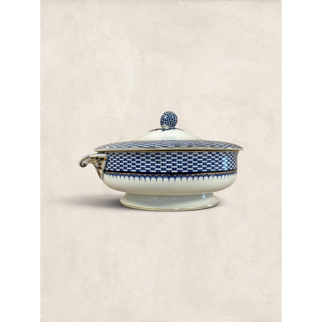 Traditional Antique Blue and White Porcelain Serving Tureen With Lid For Sale - Image 3 of 13