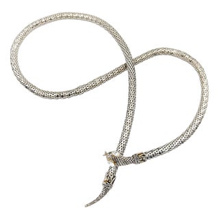 Vintage Sculptural Snake Mesh Necklace attributed to Dl Auld Co. / Whiting & Davis, 1970s For Sale