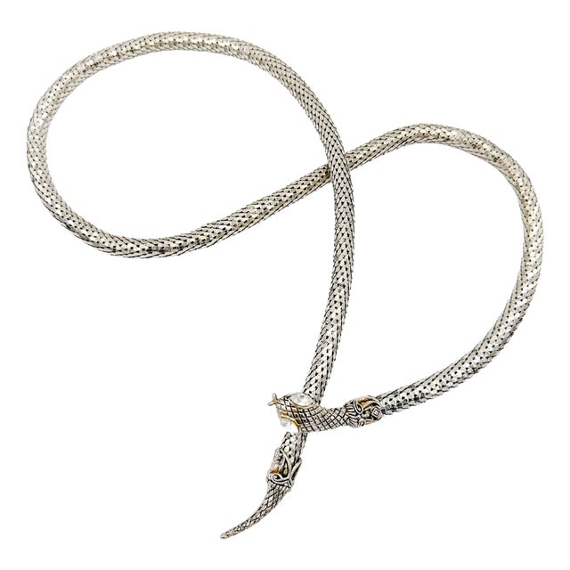 Vintage Sculptural Snake Mesh Necklace attributed to Dl Auld Co. / Whiting & Davis, 1970s For Sale