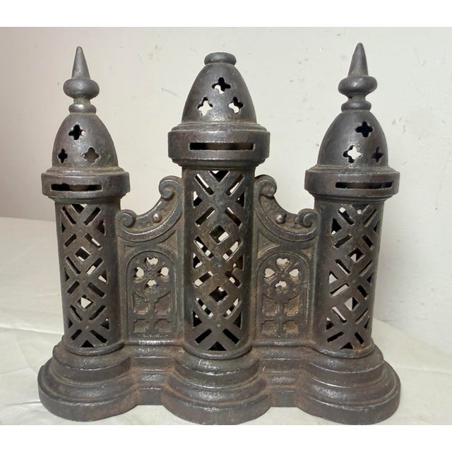 Up for sale is an exceedingly rare antique late 19th century cast iron church tower still bank by Eddy & Stephens Company,...
