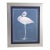 White Flamingo Bird Blue White Navy Gray Minimalism Americana Folk Art Original Oil Painting Cleo Plowden For Sale