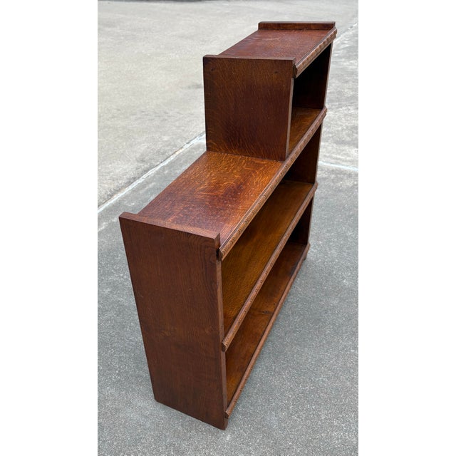 Antique English Art Deco Open Step Bookcase For Sale - Image 4 of 9