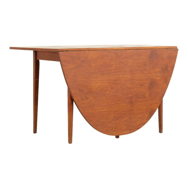 Jack Cartwright for Founders Mid Century Walnut Drop Leaf Dining Table For Sale