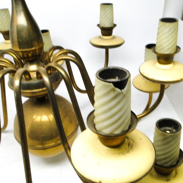 Vintage Metal Chandelier, Poland, 1980s For Sale - Image 9 of 12