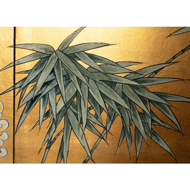 1970s "Chrysanthemums and Sparrows", Antique Style Chinoiserie Painted Screen For Sale In Dallas - Image 6 of 18