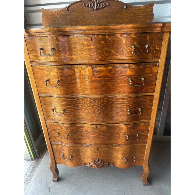 Antique Serpentine Highboy Dresser For Sale In Portland, OR - Image 6 of 8