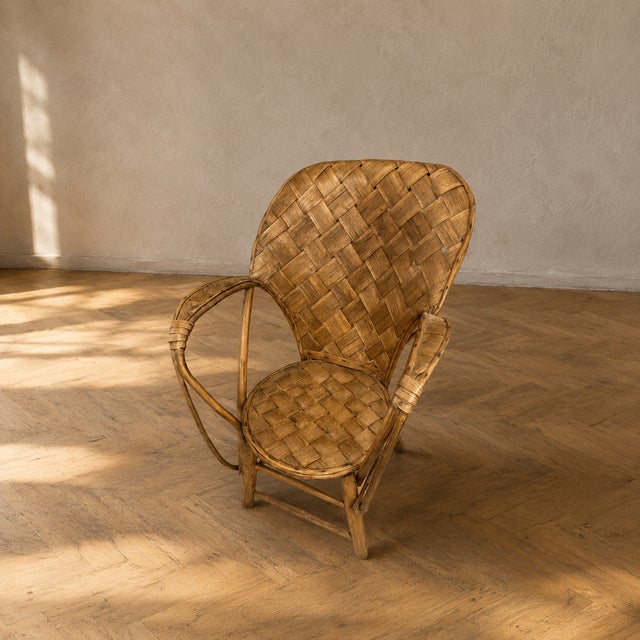Vintage Wicker Rattan Armchair with High Backrest, 1960s-1970s For Sale - Image 3 of 7