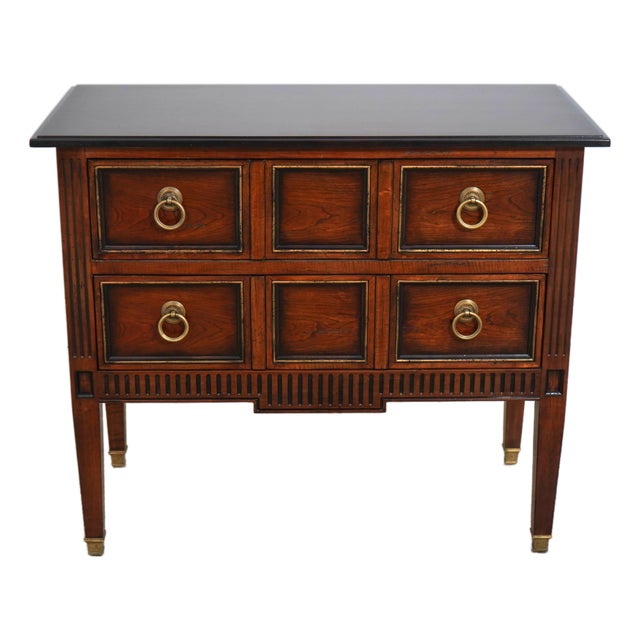 Hickory-White Italian Continental Mahogany 2 Drawer Nightstand For Sale