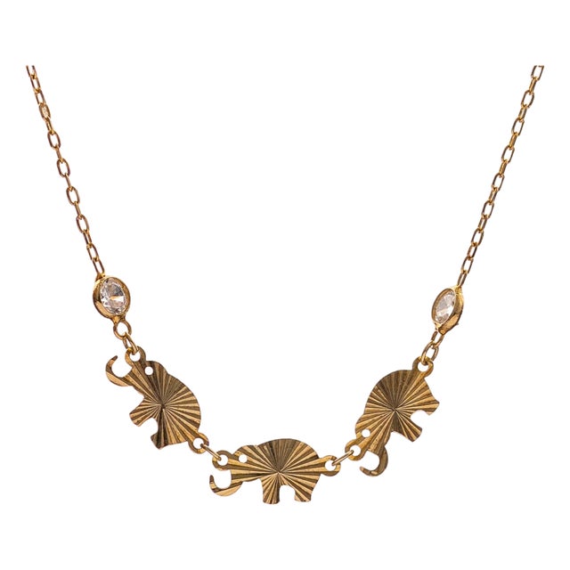 Trinity Elephant Blessings Gold Necklace For Sale