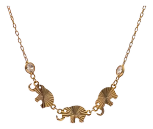 Trinity Elephant Blessings Gold Necklace