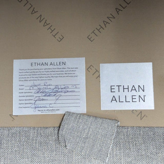 Ethan Allen Arcata 3-Seat Gray Sofa With Cushions For Sale - Image 9 of 9
