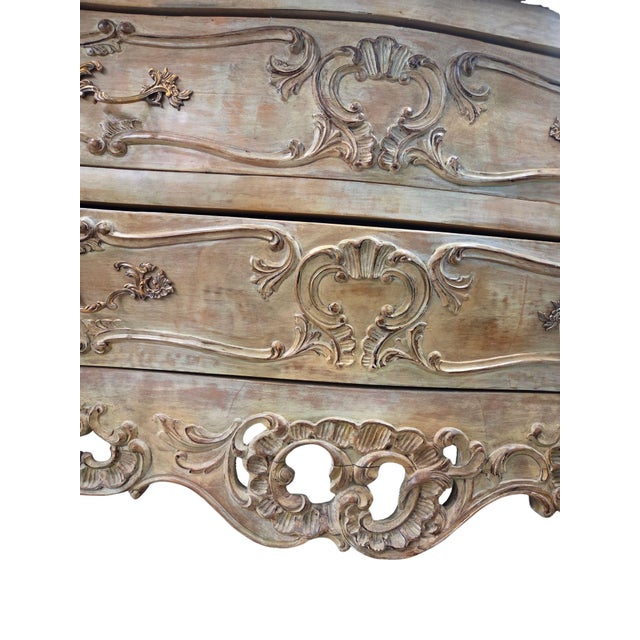 Brown Vintage Italian Lewis Mittman Bombe Chest of Drawers, Louis XV French Provincial Carved Commode, Attributed For Sale - Image 8 of 9