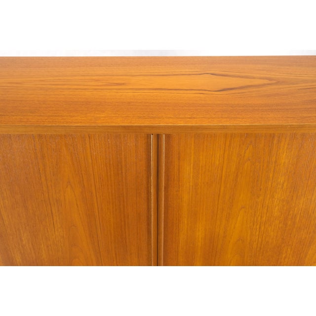 Danish Teak Tambour Doors 9 Drawers Dresser High Boy Chest Credenza Cabinet MINT For Sale - Image 9 of 12