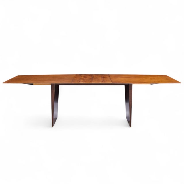 Brown Edward Wormley for Dunbar Model 5460 Mid Century Tawi Wood Expanding Dining Table With 3 Leaves For Sale - Image 8 of 10