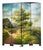 Four-leaf wooden screen. Oil on canvas represents a French countryside scene in the 19th century. Magnificent cloudy blue...