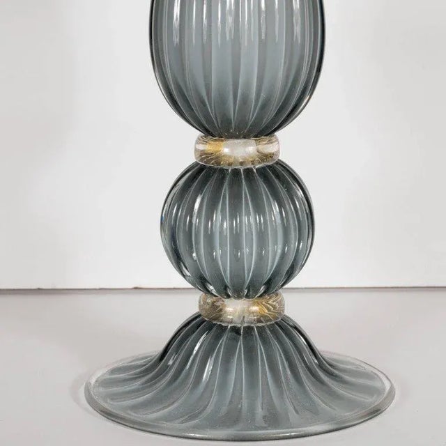 Handblown Modernist Murano Table Lamps in Gray Glass - a Pair For Sale - Image 4 of 8