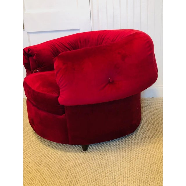 1960s 1960s Mid Century Large Scale Red Upholstered Chairs - a Pair For Sale - Image 5 of 8