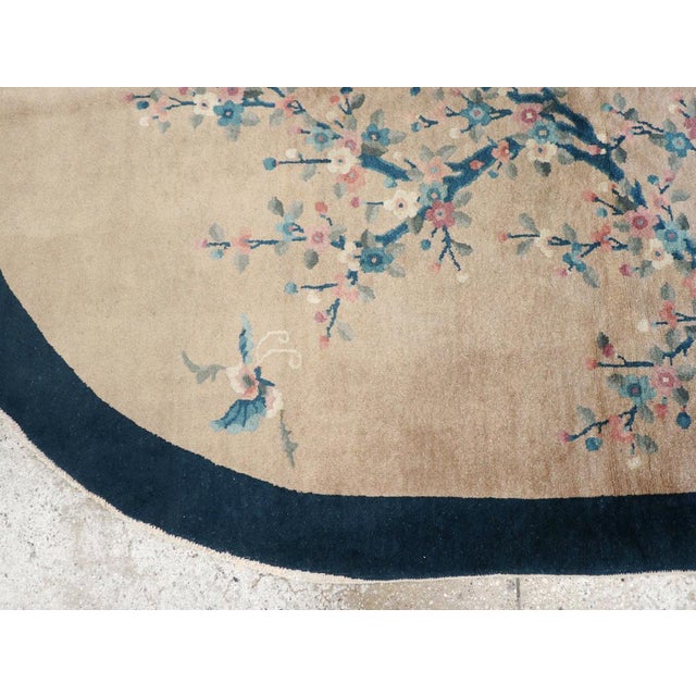 Mid 20th Century Galerie Shabab Collection Mid-20th Century Chinese Art Deco Oval Accent Rug For Sale - Image 5 of 8