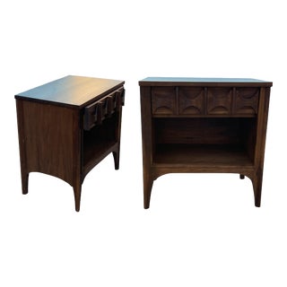 Mid Century Solid Walnut Nightstands - a Pair For Sale