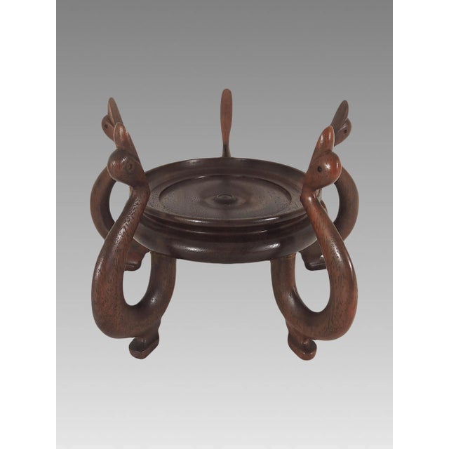 Wood Antique Qing Dynasty Celadon Glazed Chinese Ginger Jar on Elegant Stylised Rosewood Stand, Blue and White For Sale - Image 7 of 12