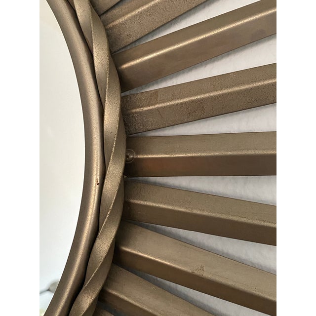 Gorgeous large metal sunburst mirror, in the style of famous French gold sunburst mirrors by Chaty Vallauris made in the...