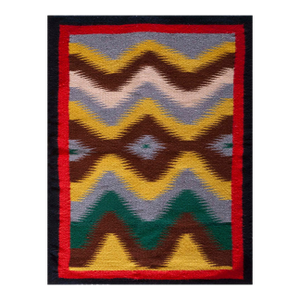 Beautiful Multicolored Background With Zigzag Lines Geometric Design Vintage American Navajo Rug