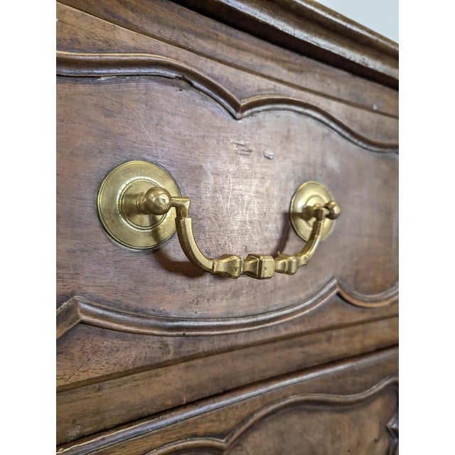 18th Century Lyonnaise Chest of Drawers in Carved Walnut and Bronze For Sale - Image 6 of 9