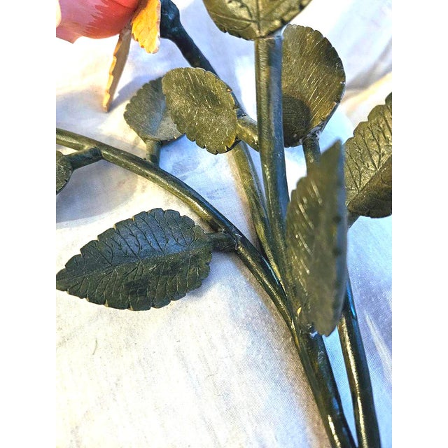 Wood Vintage Handcarved and Painted Wooden Long-Stem Rose For Sale - Image 7 of 9