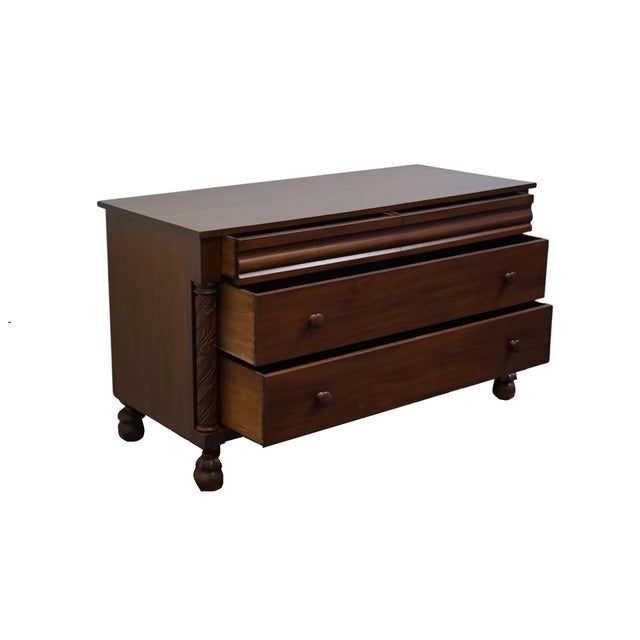 Cowan Furniture Chicago Il Solid Cherry Traditional Empire Style 60" Three Drawer Chest For Sale - Image 4 of 10