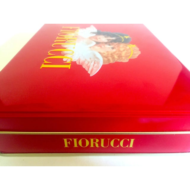 Red Vintage 1980s Fiorucci New Wave Italian Fashion Cherub Angels Post Modern Red Tin Metal Box For Sale - Image 8 of 13