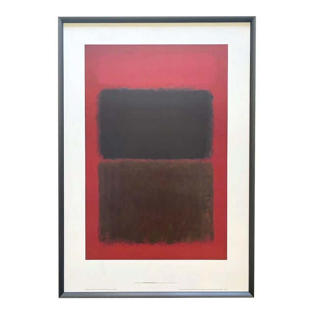 Mark Rothko Vintage 1971 Mid Century Modern Lithograph Print Framed Abstract Expressionist Museum Poster " Light Red Over Black " 1957 For Sale