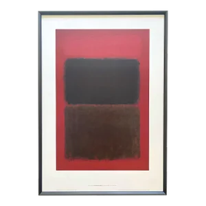 Mark Rothko Vintage 1971 Mid Century Modern Lithograph Print Framed Abstract Expressionist Museum Poster " Light Red Over Black " 1957