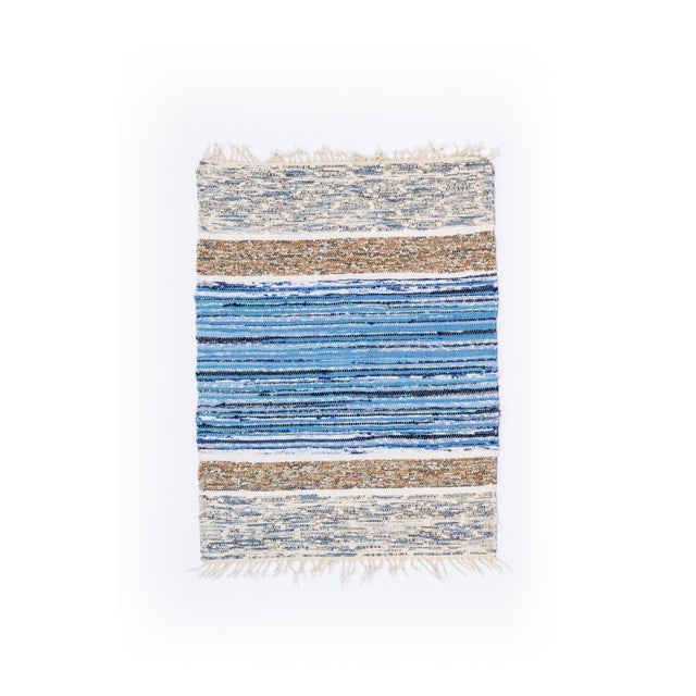 Scandinavian Hand Woven Rag Rug For Sale - Image 5 of 5
