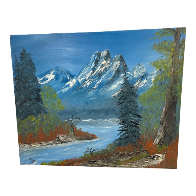 Vintage Original Landscape Painting Signed on Canvas For Sale