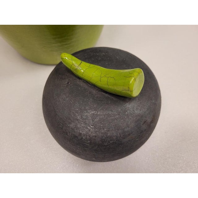 Early 21st Century Vintage Green Vases in Raku Ceramics from Befos, Set of 3 For Sale - Image 5 of 18
