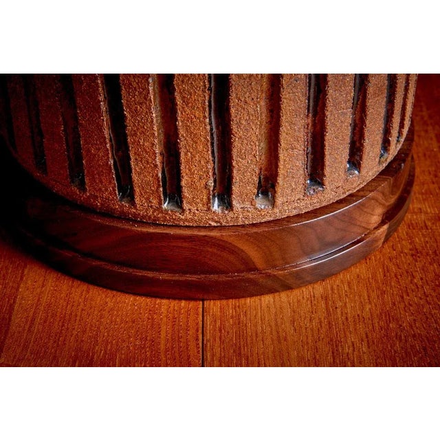 2020s Ceramic Table Lamp with Walnut Base by Brent Bennett For Sale - Image 5 of 7