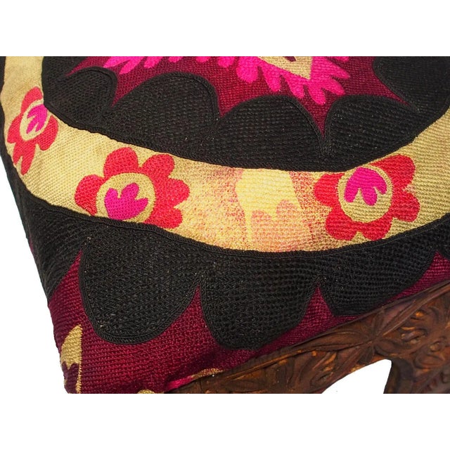 Brown Vintage Hand-Carved Wooden Stoll Chair, Afghanistan For Sale - Image 8 of 10