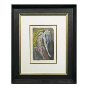 1960s Salvador Dali the Divine Comedy Inferno #9 Woodblock Print Custom Framed