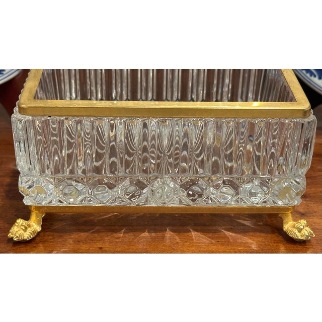 1980s Large Vintage Crystal Footed Box For Sale - Image 5 of 12