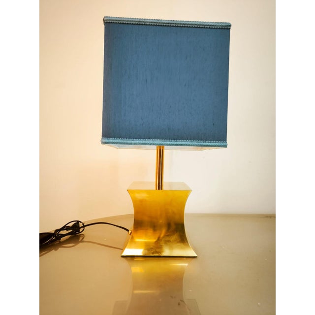 Brass Table Lamp with Fabric Dome, in Very Good conditions. Designed 1960 to 1969 European Plug (up to 250V).The wiring of...