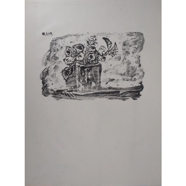 Small Flowerpot Lithograph by Pablo Picasso, 1947, in Good conditions. Designed 1920 to 1949