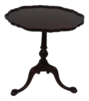 1940's Chippendale Style Carved Mahogany Pie Crust Carved Baluster, Ball/ Claw Foot Accent Table