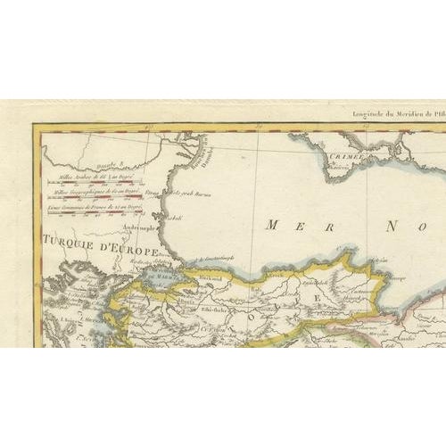 Black Antique Map of Turkey in Asia, Middle East and Persia, Bonne, 1780s For Sale - Image 8 of 11