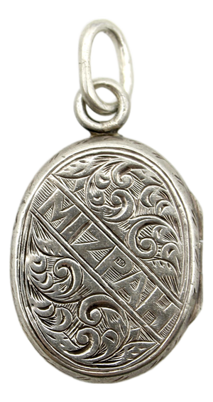 Late 19th Century Victorian Sterling Silver Mizpah Hand Engraved Locket