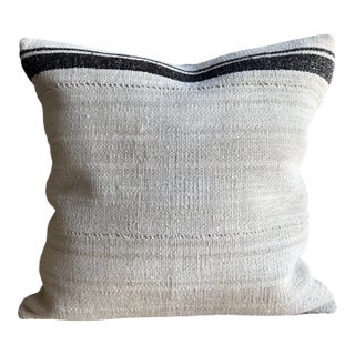 Vintage Rug Pillow Cover With Stripes For Sale