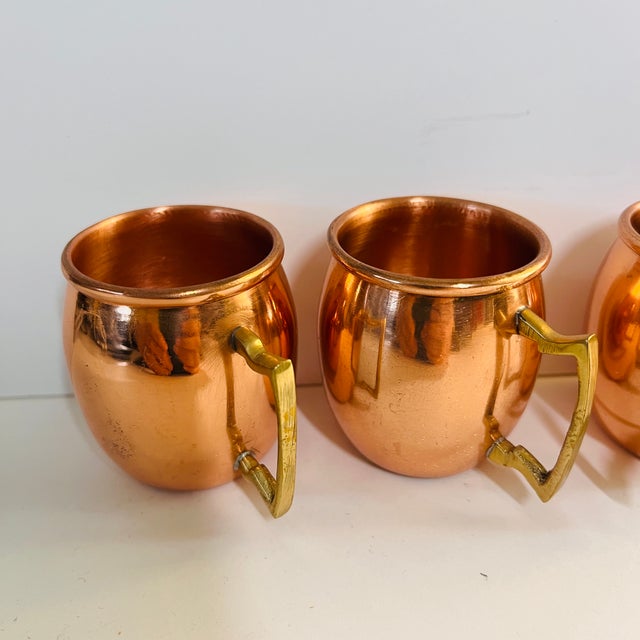 Vintage Miniature Copper Mugs Set/4 For Sale - Image 4 of 6