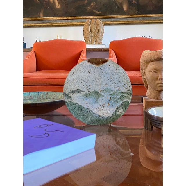 Pierre Devie, Mid-Century Modern Green Ceramic Solifleur Vase, France 1980 For Sale - Image 4 of 12