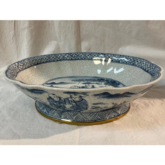 Chinese Vintage Blue and White China Bowl For Sale - Image 3 of 11